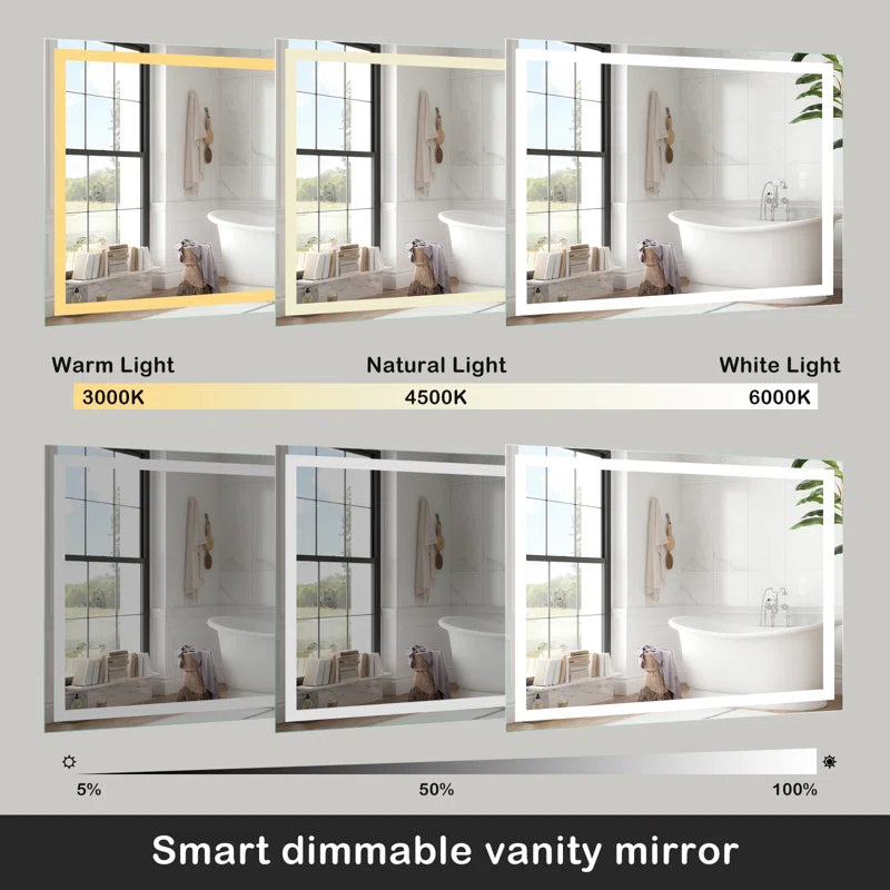 Naliyah Kedarnath Led Bathroom Mirror with Lights, Smart Dimmable Vanity Mirrors for Wall, Anti-Fog Backlit Lighted Makeup Mirror