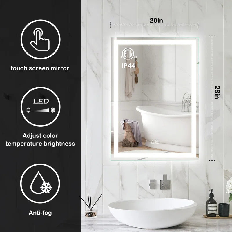Naliyah Kedarnath Led Bathroom Mirror with Lights, Smart Dimmable Vanity Mirrors for Wall, Anti-Fog Backlit Lighted Makeup Mirror