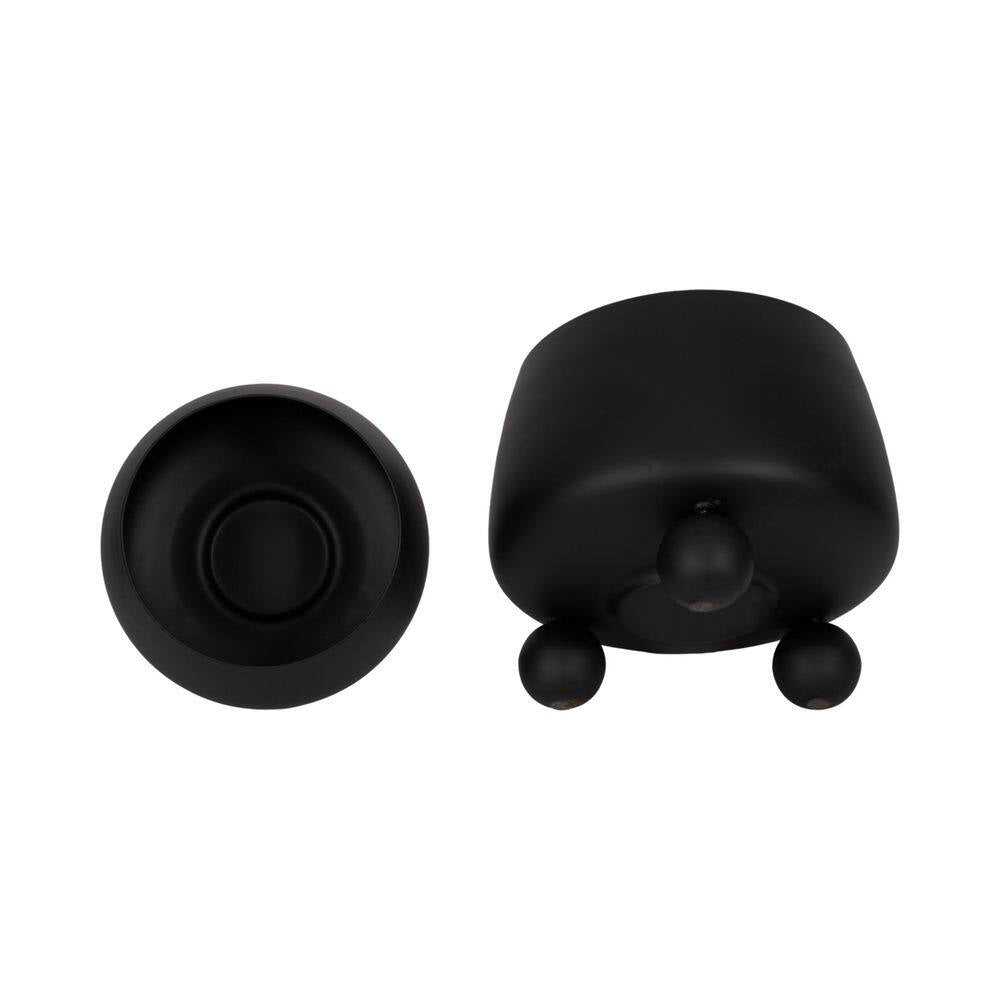 9 In. and 11 In. Black Metal Planters with Ball Feet (Set of 2)