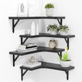 Corner Floating Shelves Wall Mounted Set of 4 Rustic Wood Storage Display Home