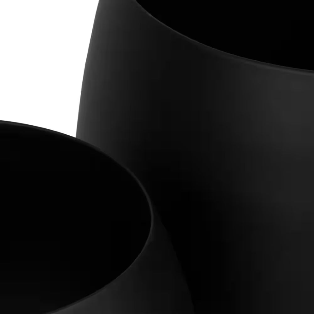 9 In. and 11 In. Black Metal Planters with Ball Feet (Set of 2)
