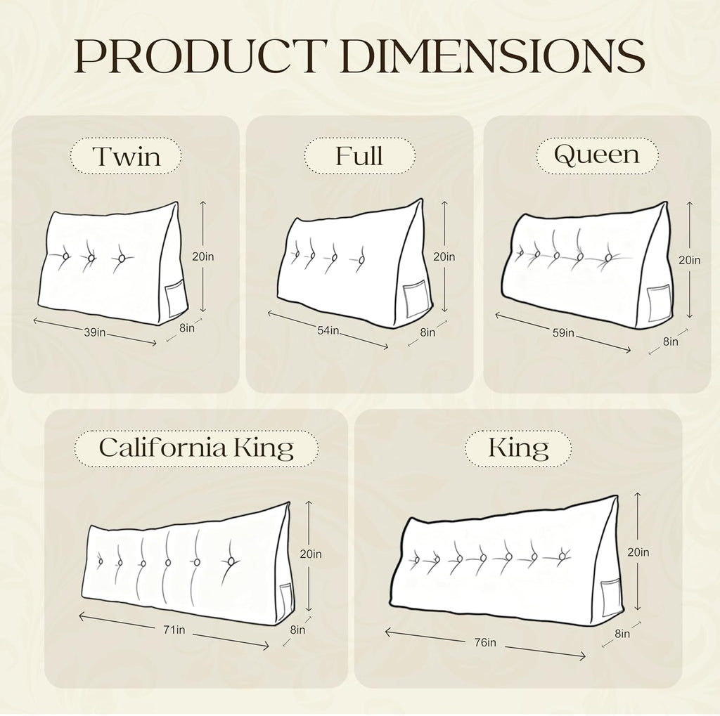 100% Cotton Velvet Headboard Pillow – Twin Size Wedge Back Support Reading Bolster for Bed & Daybed, Handmade Firm Support Cushion with Removable Cover, Soft Luxury Bed Rest Pillow, Deep Blue