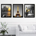 Framed Paris Wall Art Set of 3-12 X 16 Inch Black White Eiffel Tower Pictures for Bedroom & Living Room Decor | Modern Trendy Parisian Themed Wall Decor