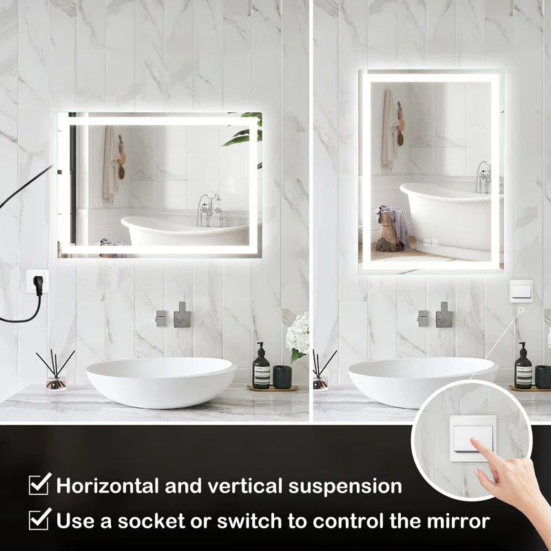 Naliyah Kedarnath Led Bathroom Mirror with Lights, Smart Dimmable Vanity Mirrors for Wall, Anti-Fog Backlit Lighted Makeup Mirror